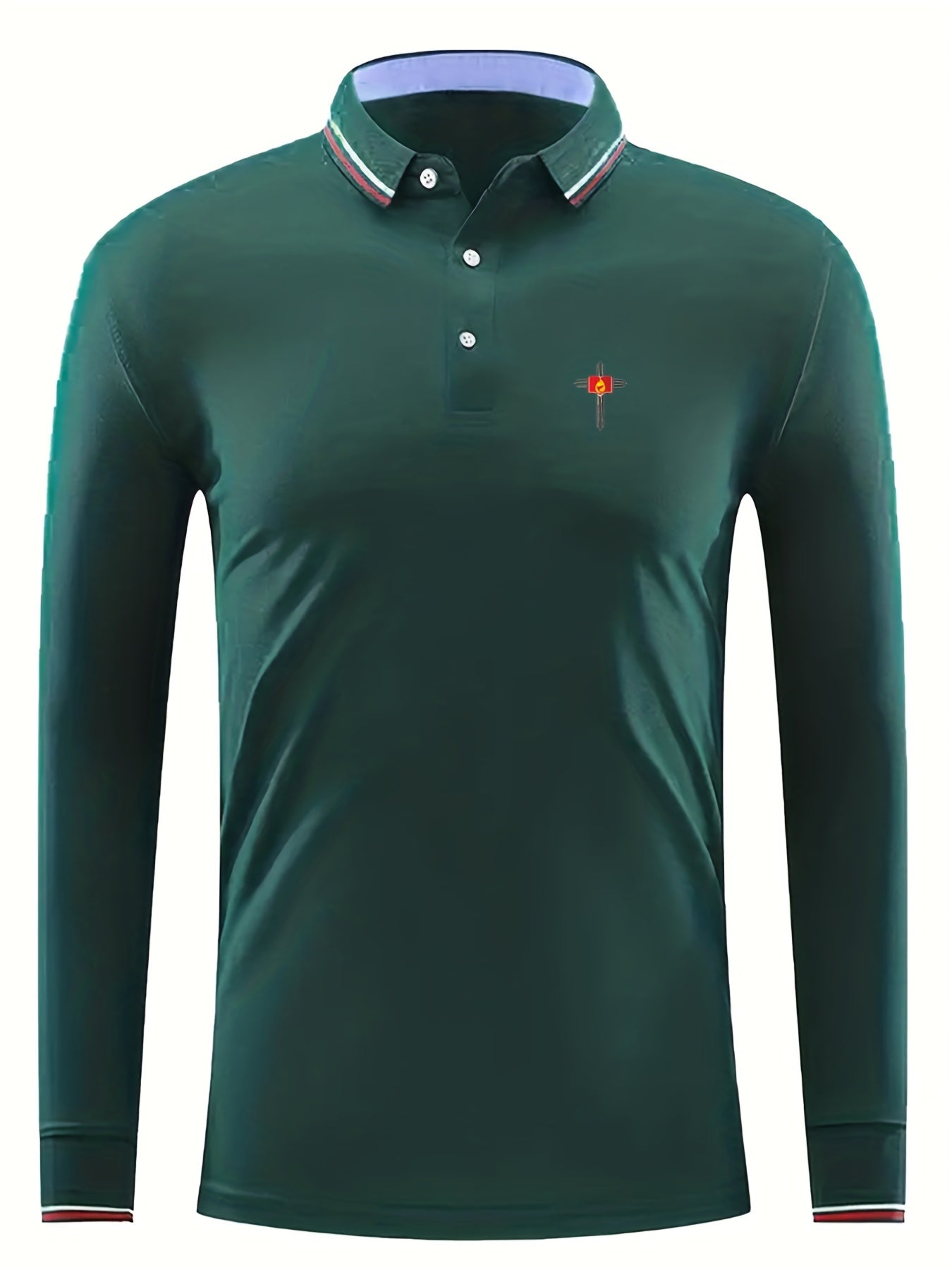 Men's Cross Print Long Sleeve Shirt Casual Button Up Top