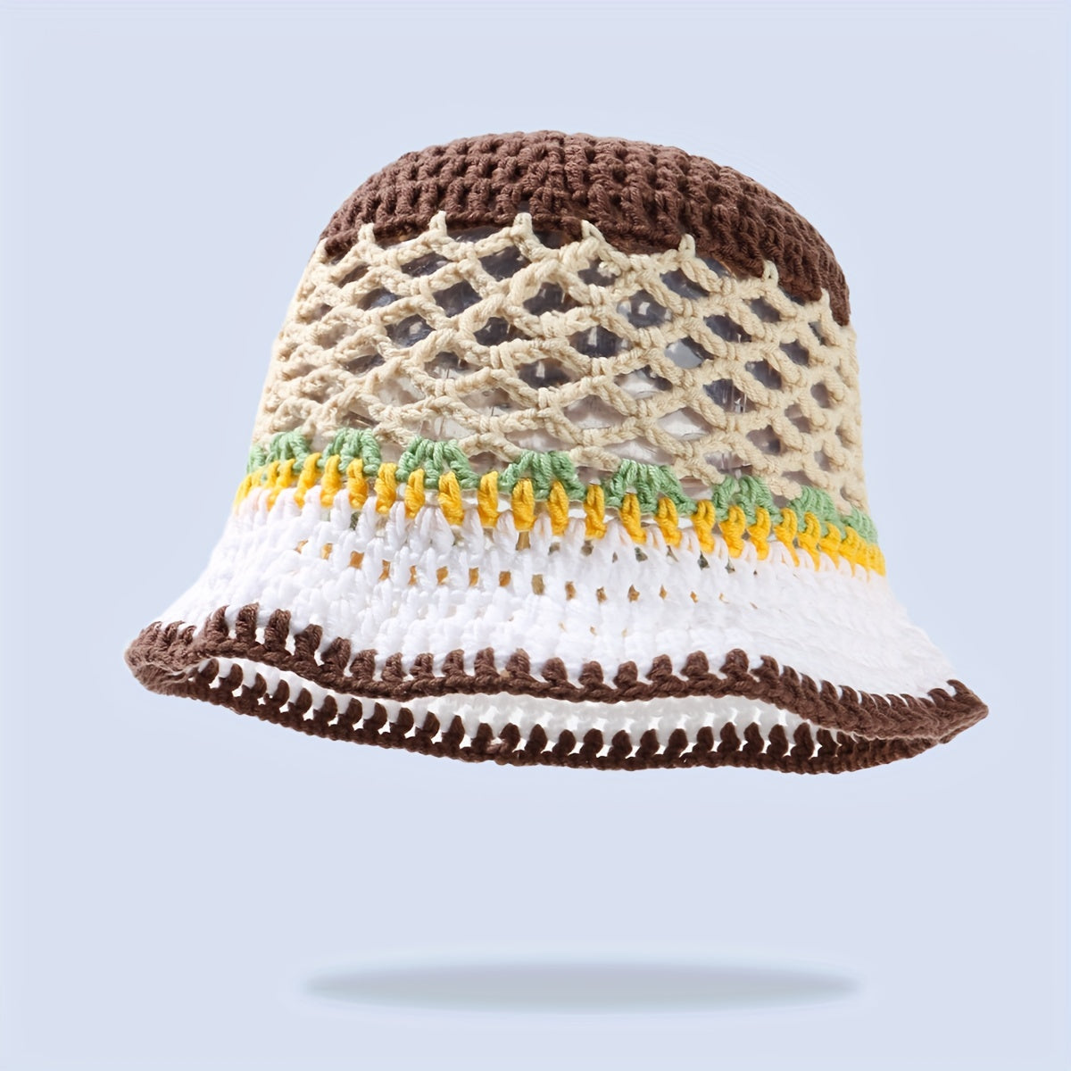 Knitted Bucket Hat Casual Hollow Sun Hat Summer Sunscreen Beach Hats
