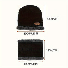 2pcs Winter Knitted Hat & Neck Gaiter Set Coldproof Pullover Couple