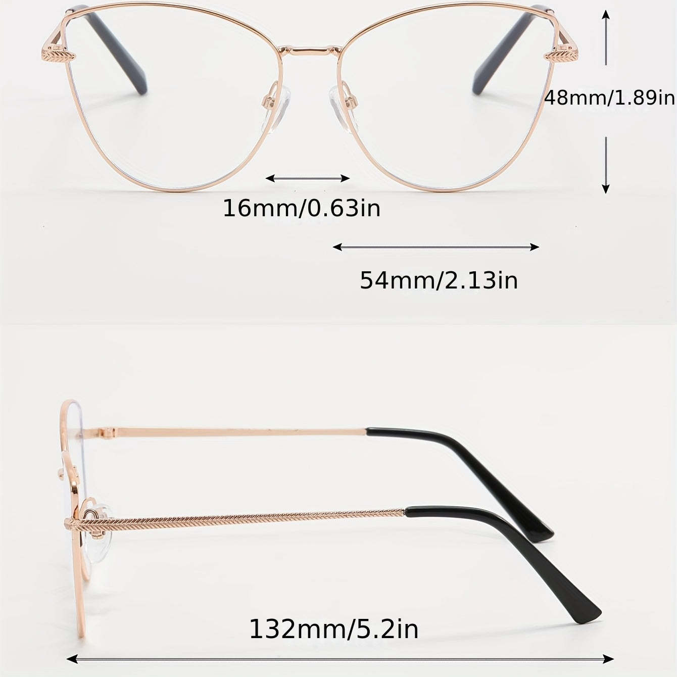 Cat Eye Clear Lens Glasses Lightweight Spectacles With Case