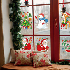 6pc Christmas Window Wall Stickers Set Self-adhesive Adhesive