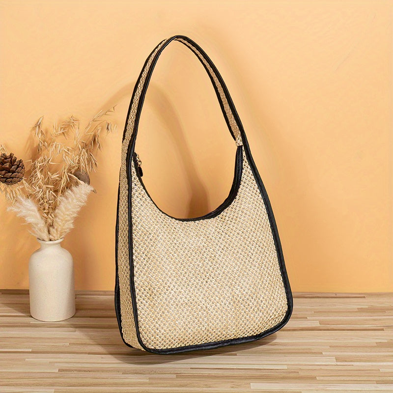 Minimalist Straw Hobo Shoulder Bag Bohemian Woven Bag Holiday All Match