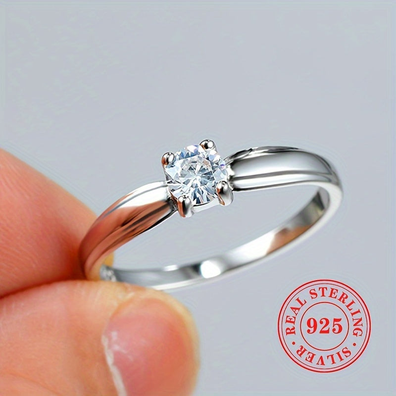925 Silver Engagement Ring with Zirconia Stone