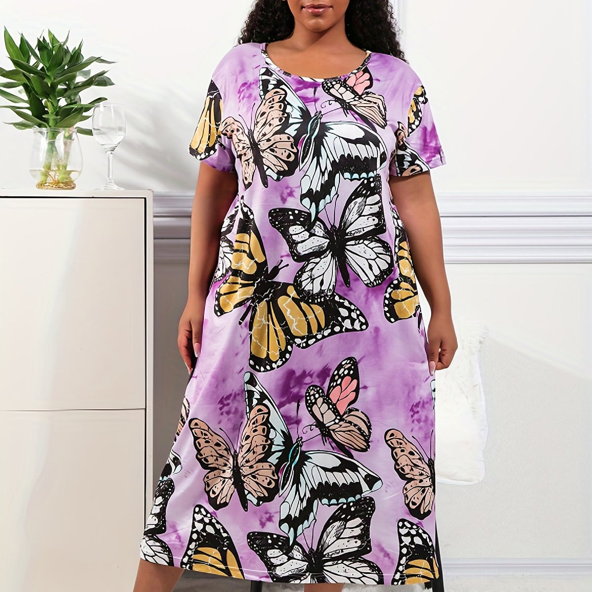  Tie Dye Butterfly Print Loungewear Dress