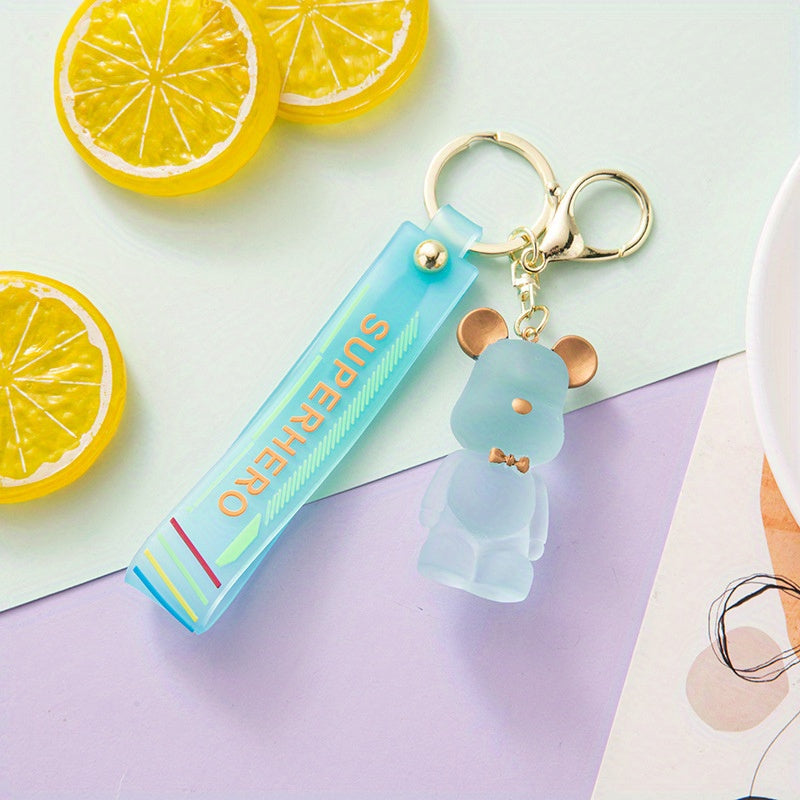Crystal Bow Knot Bear Keychain Car Key Accessories Couple Bag Pendant