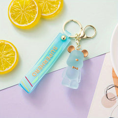 Crystal Bow Knot Bear Keychain Car Key Accessories Couple Bag Pendant