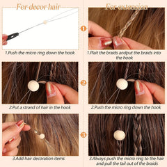 5pcs Hair Extension Loop Needle Threader Wire Pulling Hook Tool
