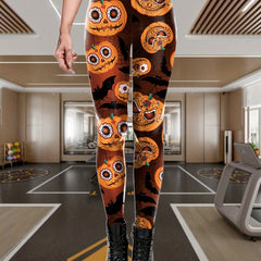 Pumpkin Print Yoga Leggings High Waist Workout Tight Pants