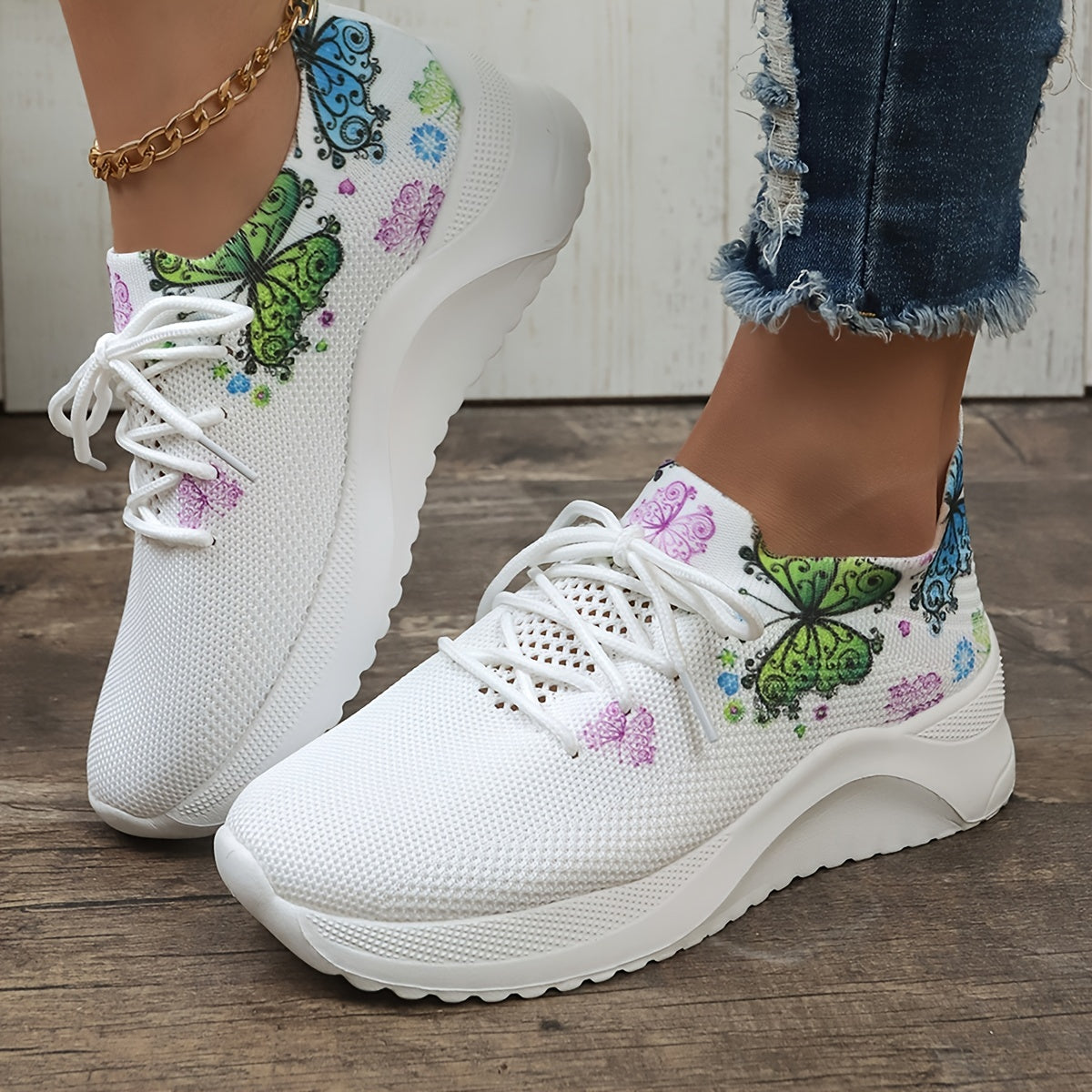 Women's Outdoor Skate Shoes with Flowers & Butterfly Patterns