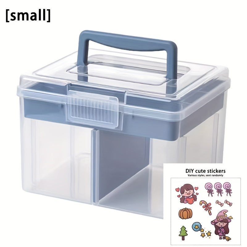 Portable 2 Tier Sewing & Knitting Supplies Storage Box with Removable Tray