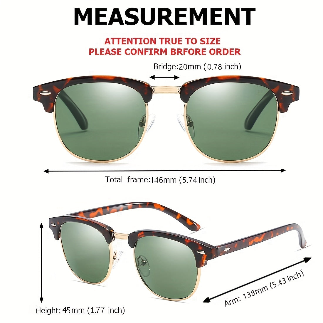 Metal Semi Rimless Sunglasses Vintage Punk UV400 Sunshade Eyeglasses