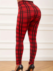  Plaid Print Tummy Control Leggings