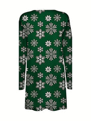  Christmas Cardigan Women's Plus Snowflake Print Cardigan
