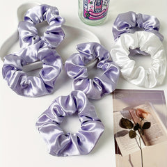 6pcs Satin Scrunchies Hair Tie Style Hair Rope Ponytail Holder Women Girls
