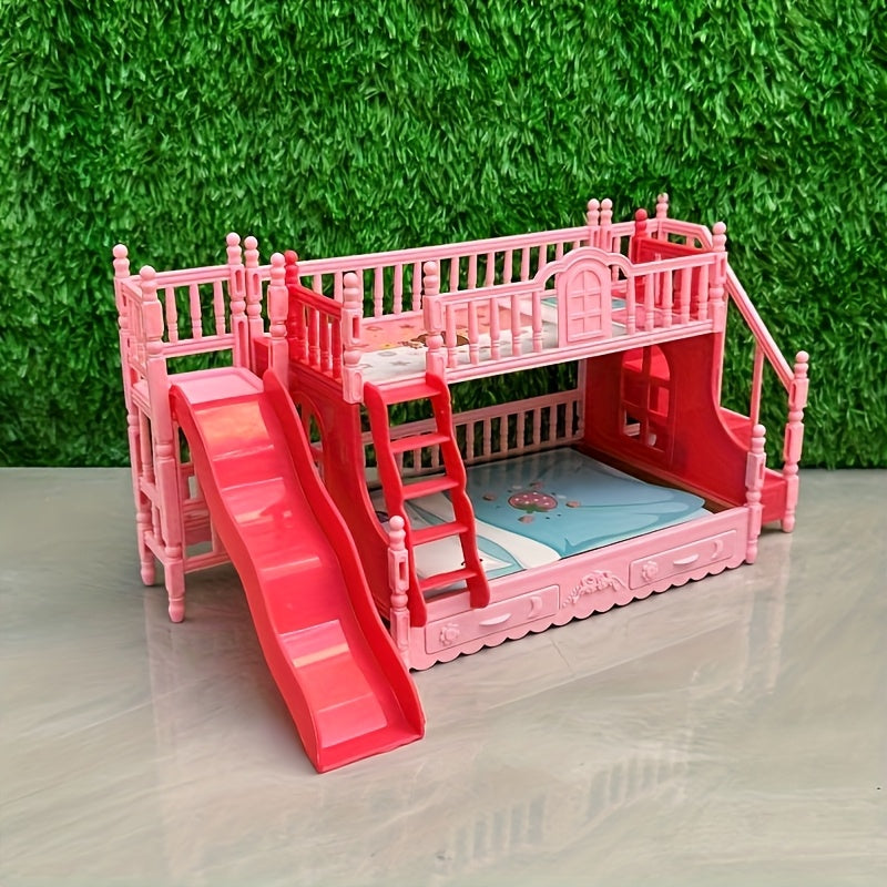 Dollhouse Mini Twin Slide Bed for Princess Room Decor