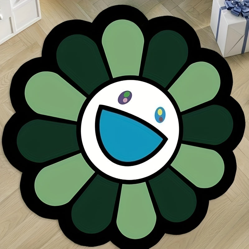 Sunflower Round Floor Mat Rug Non-slip Door Mat Indoor Living Room Bedroom Bathr