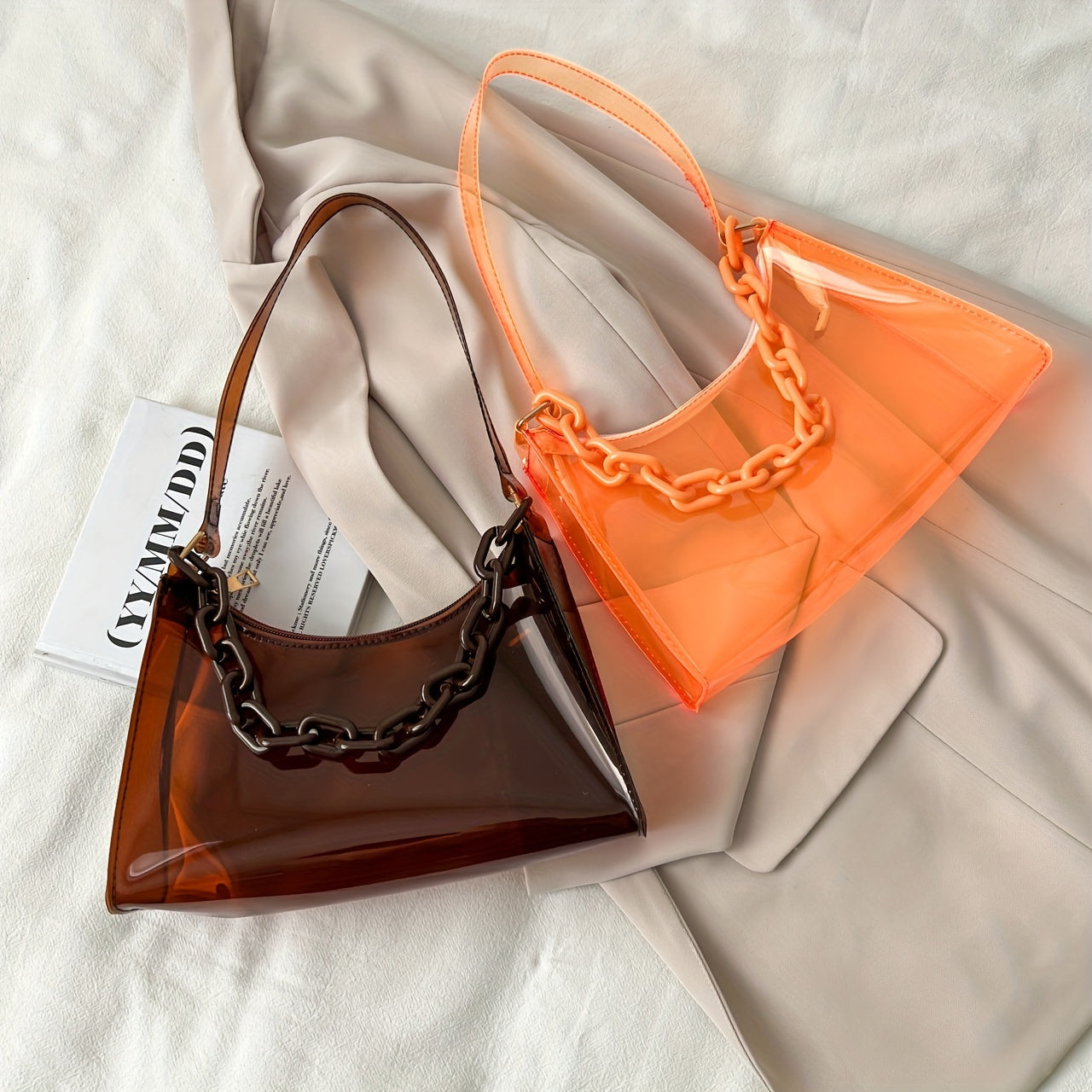 Transparent Underarm Bag Chain Zipper Waterproof Music Shoulder Purse