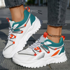 Women's Chunky Sneakers Lace up Front Casual Mesh Sports Shoes