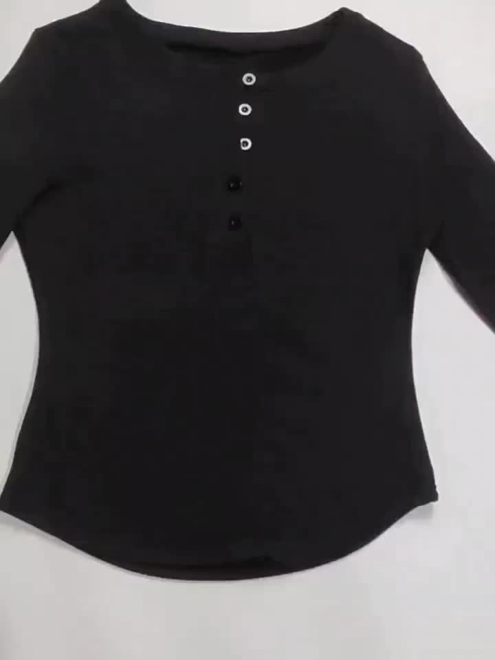 Women's Button Down Long Sleeved Casual T-Shirt