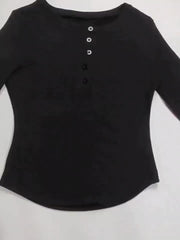 Women's Button Down Long Sleeved Casual T-Shirt