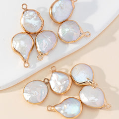 DIY Baroque Golden Trim Single Hanging Pearl 1pc Hand Craft