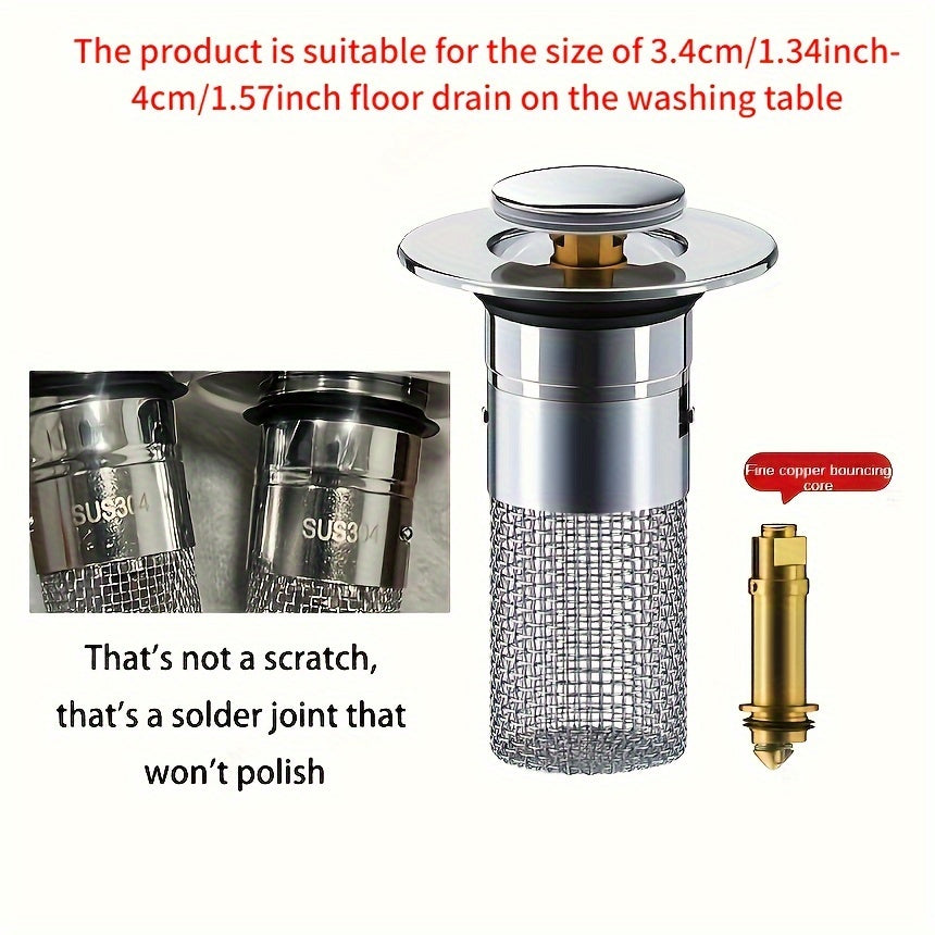 Stainless Steel Floor Drain Press Type Sink Stopper