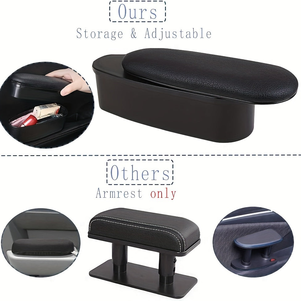 PU Leather Car Armrest Adjustable Support Elbow Wrist Rest Pad