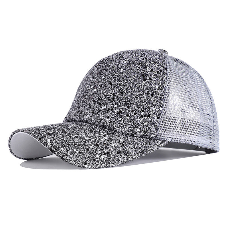 Sequin Fluorescent Baseball Cap Candy Casual Sports Hat Mesh Breathable Trucker