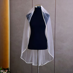 Satin Edged Fingertip Bridal Veil Soft Sheer Fabric Hair Comb