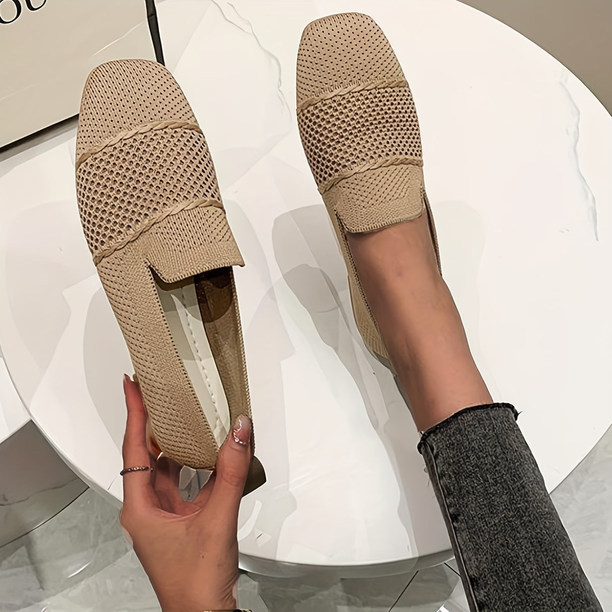 Women's Square Toe Loafers Breathable Flat Shoes Soft Sole Summer Walking Shoes