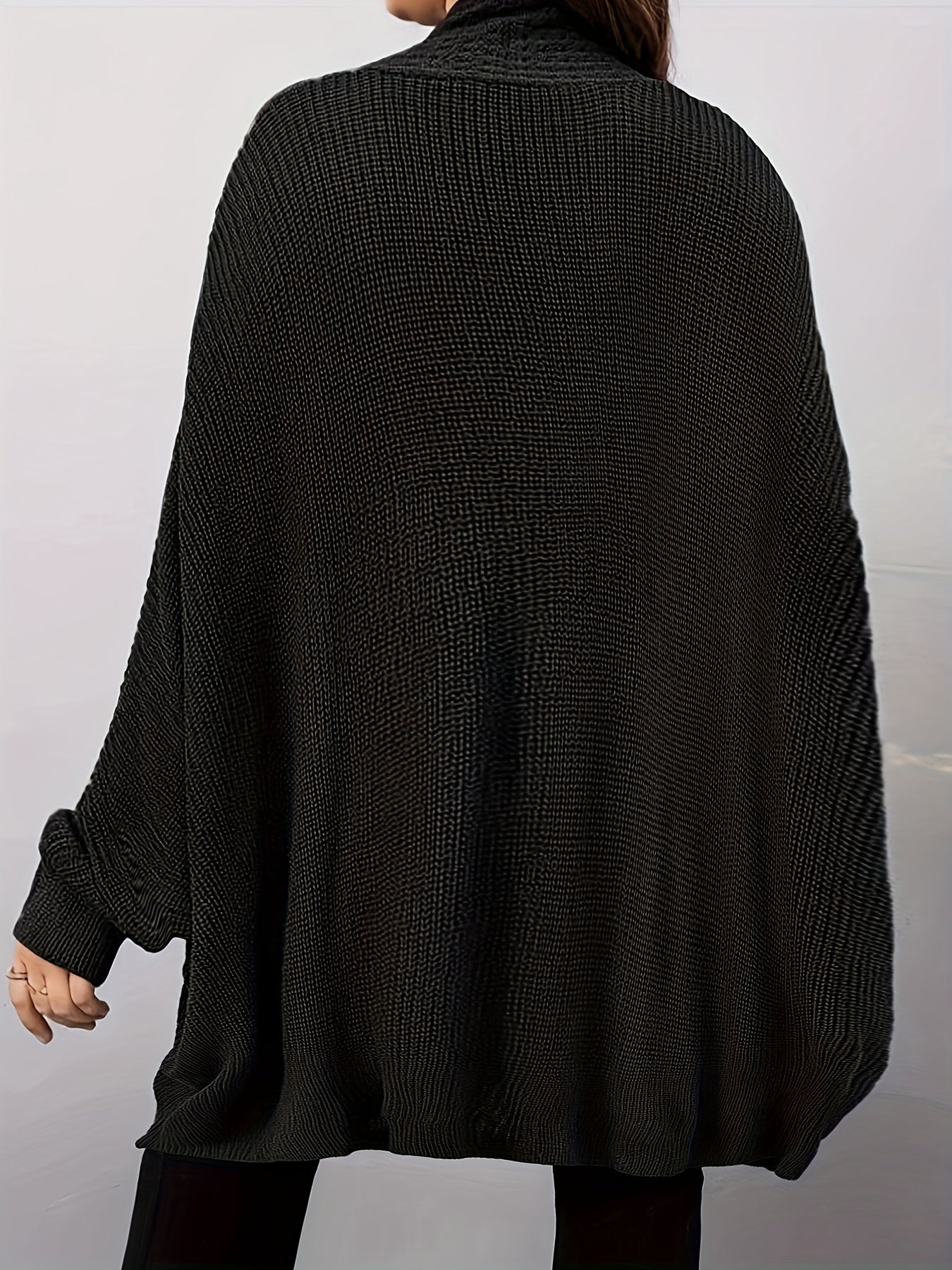  Solid Bat Sleeve Open Front High Stretch Cardigan