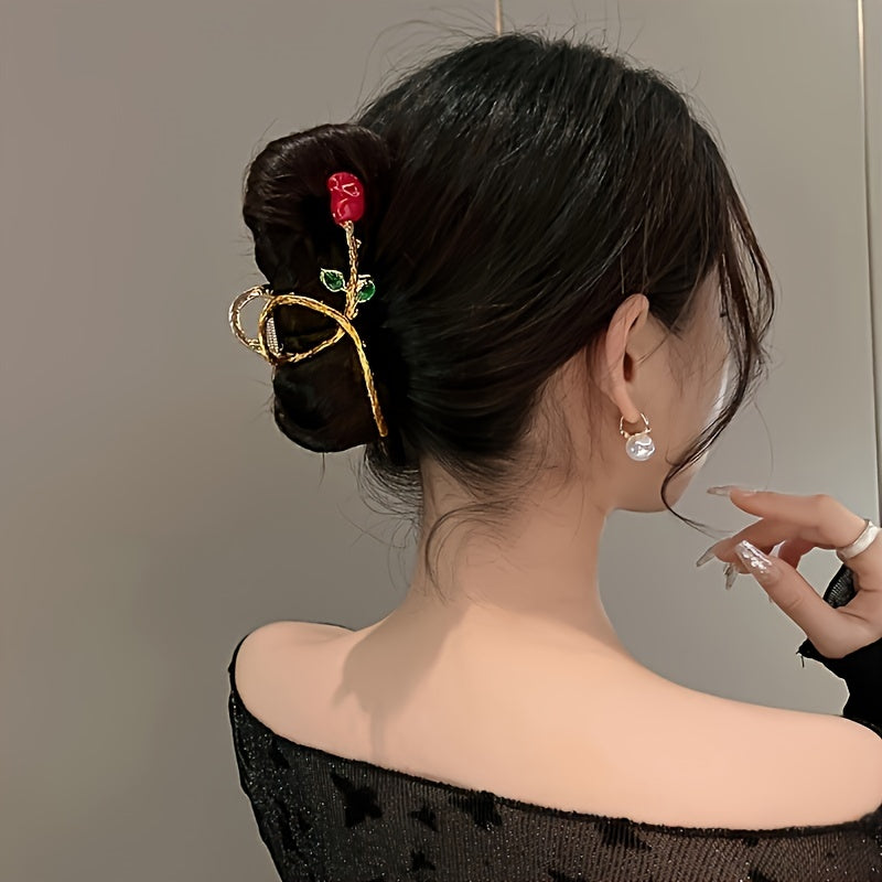 Alloy Rose Hair Claw Strong Hold for Thick Hair Accessories