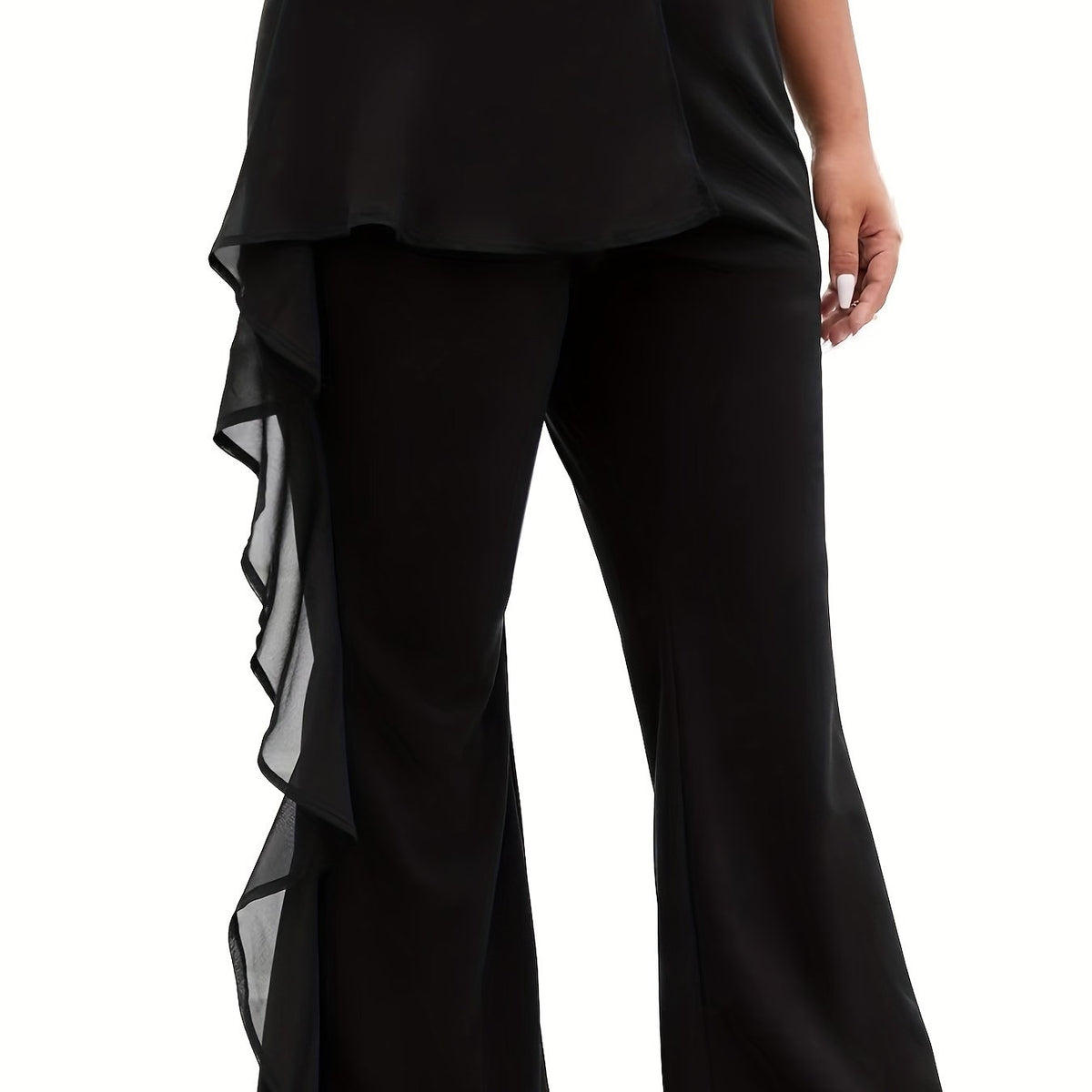  Women's Mesh High Rise Flared Leg Pants