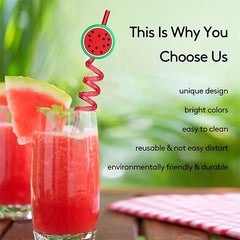 Watermelon Fruit Drinking Straws 4pcs for Hawaiian Birthday Decor