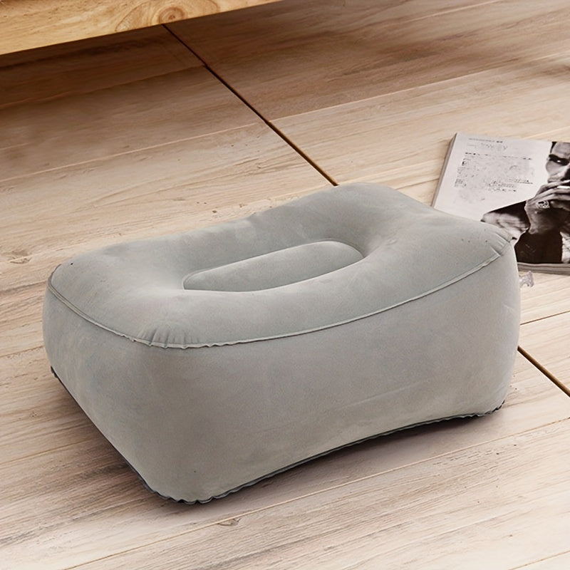 Inflatable Travel Foot Rest Pillow Soft Flocking Flying Relaxation