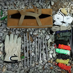 Portable Ground Nail Bag & Steel Nails for Tents