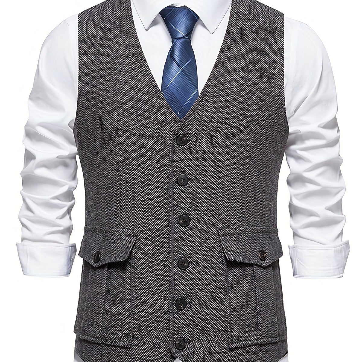 Classic Herringbone Suit Vest Men Wedding Party