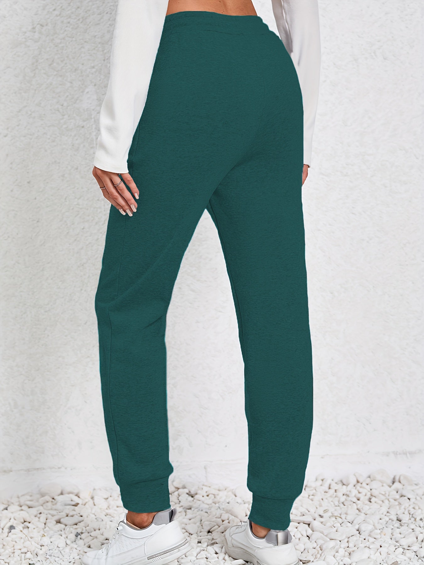  Sports Pants Women's Plus Solid Elastic Drawstring High Stretch Jogger