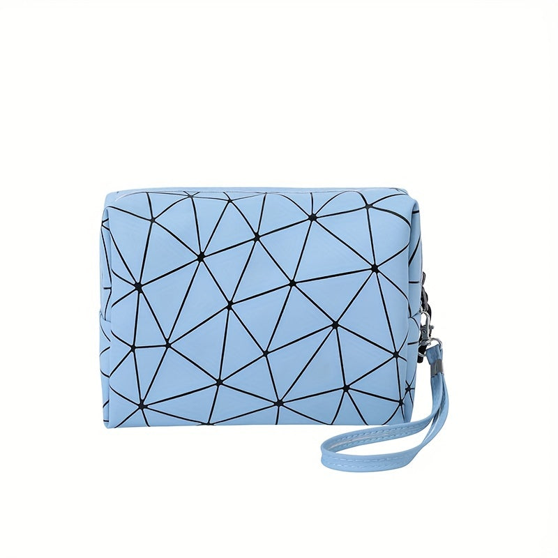 Argyle Pattern Cosmetics Bag PU Leather Makeup Storage Bag