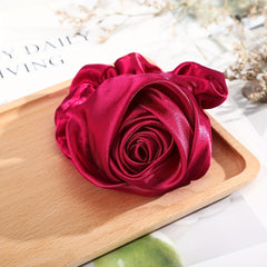 Solid Rose Silk Scrunchie Ponytail Holder Hair Band