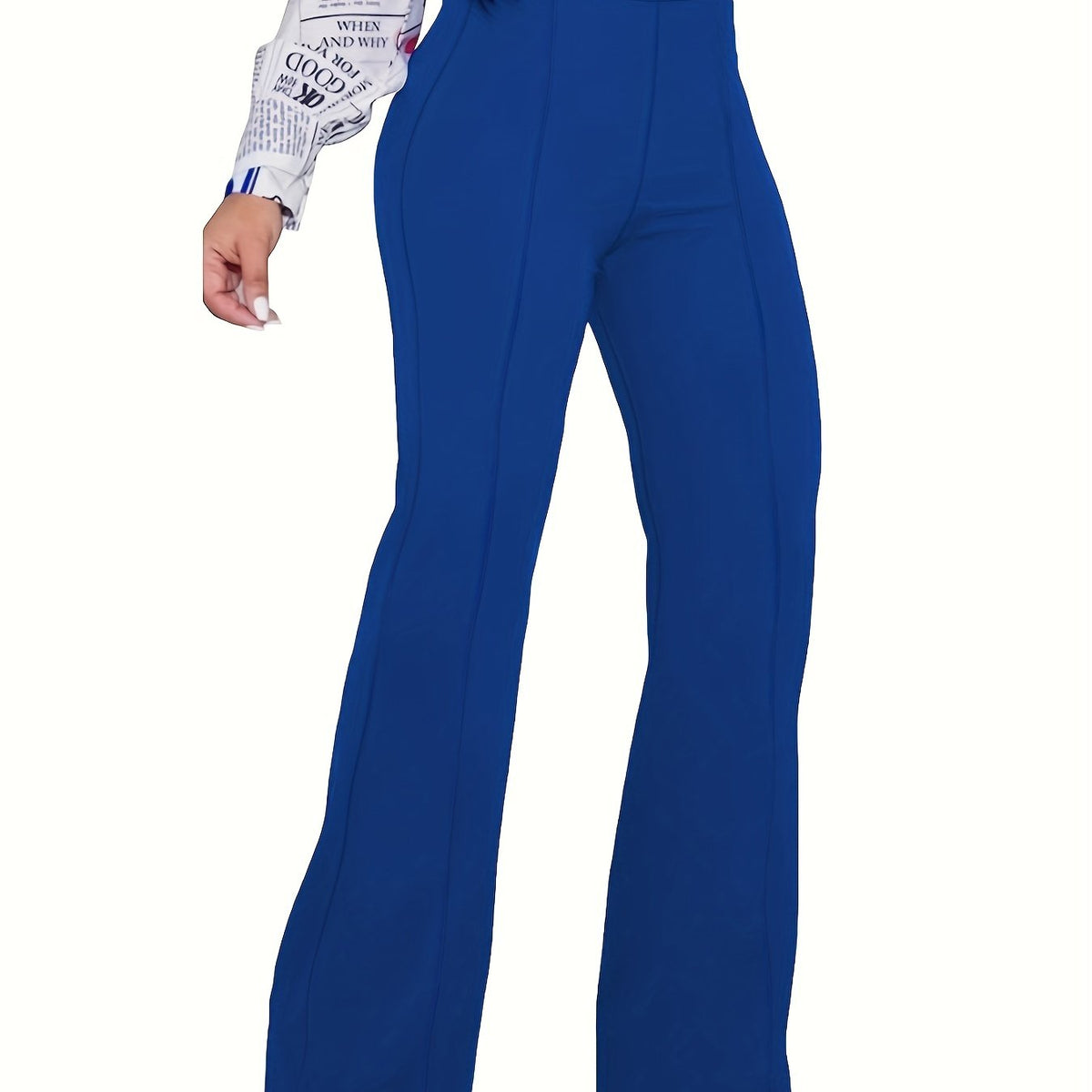  High Rise Slim Fit Flared Leg Trousers