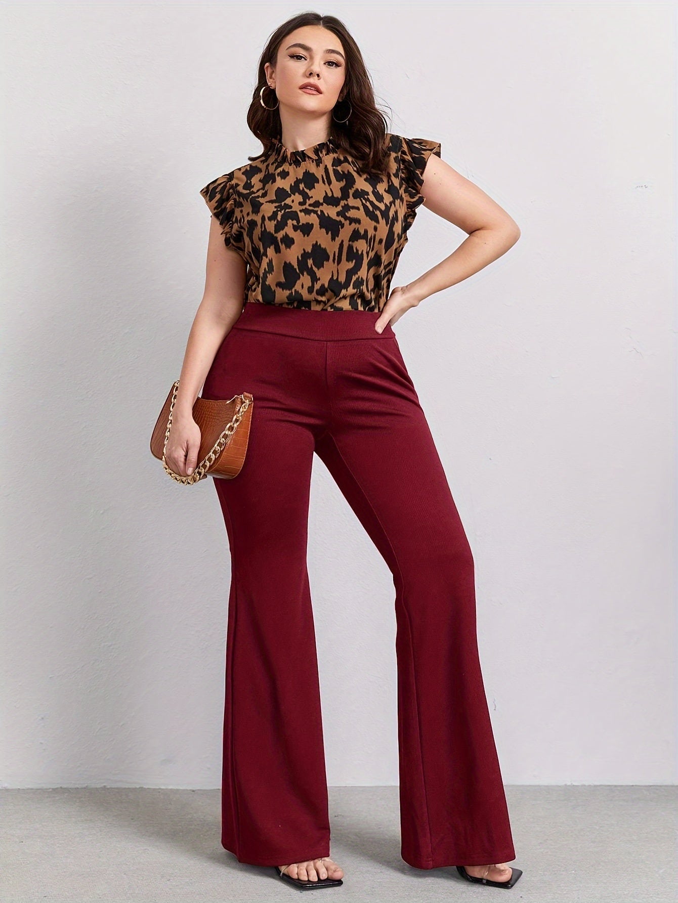  Women's High Waist Flared Leg Trousers
