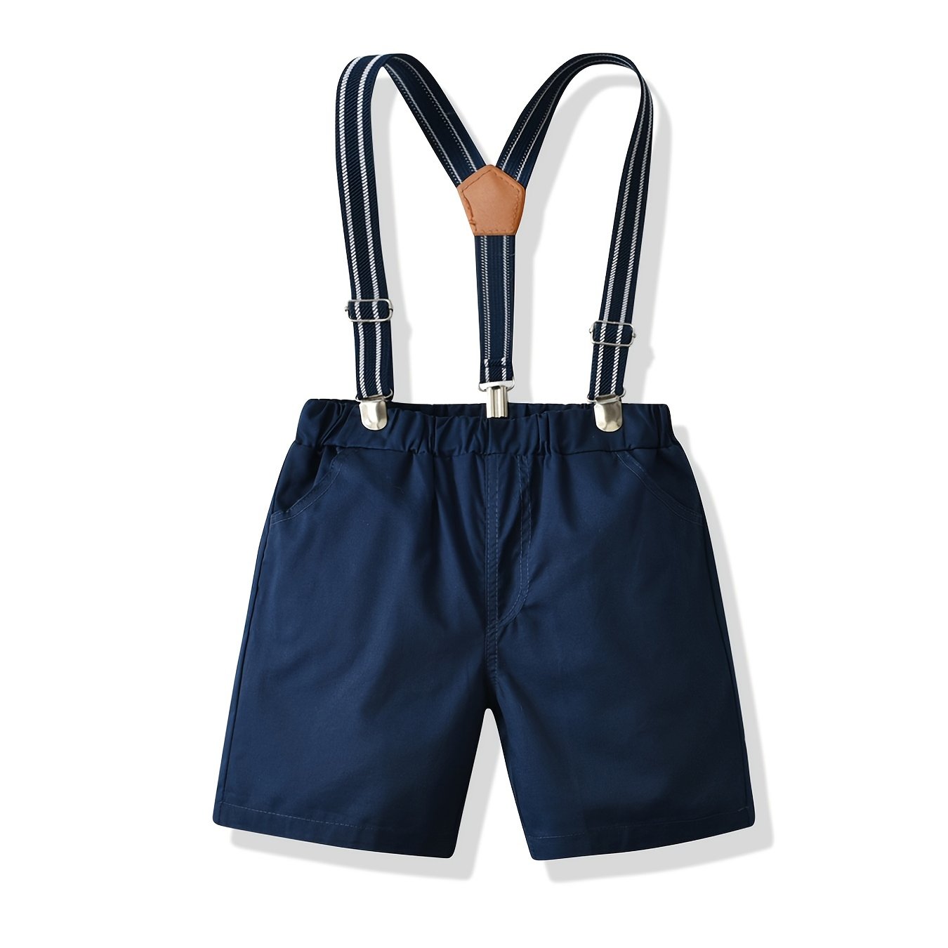 Boys Navy Gentleman Suspender Shorts Set