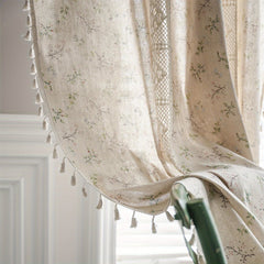 Bohemian Floral Curtain for Living Room Bedroom Kitchen Bar Beige Tasse
