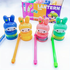 Cartoon Rabbit Glow Rainbow Ring Handheld Lantern Toy