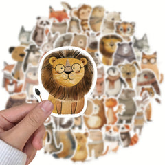 50 Hand Drawn Animal Stickers for DIY Luggage Scrapbook