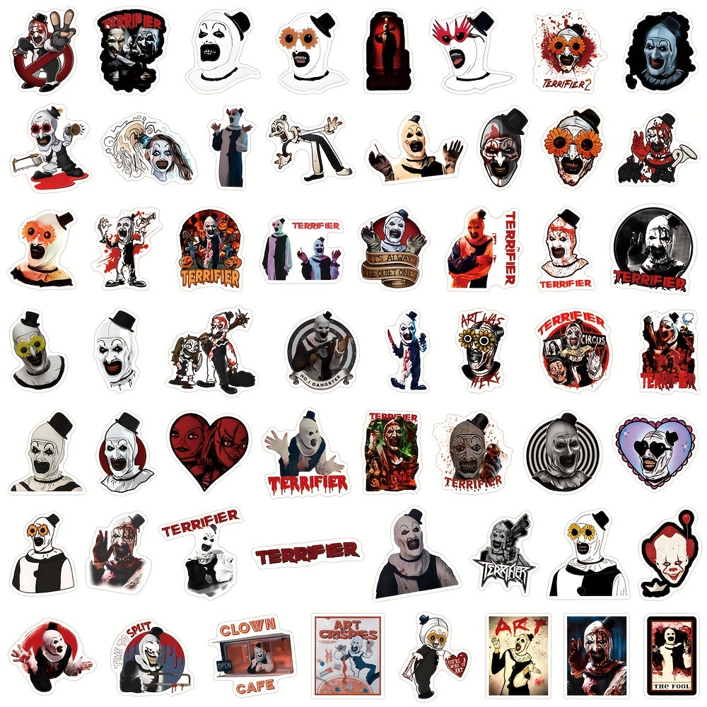 55 Terrifier Cartoon Sticker Pack for Laptops Water Bottles