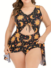  Sun & Moon Cut Out One Piece Swimsuit