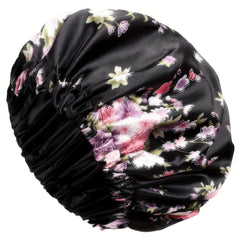 Flower Printed Satin Hair Bonnet Cap for Women