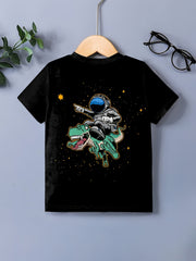 Astronaut & Dinosaur Cartoon T-shirt for Boys